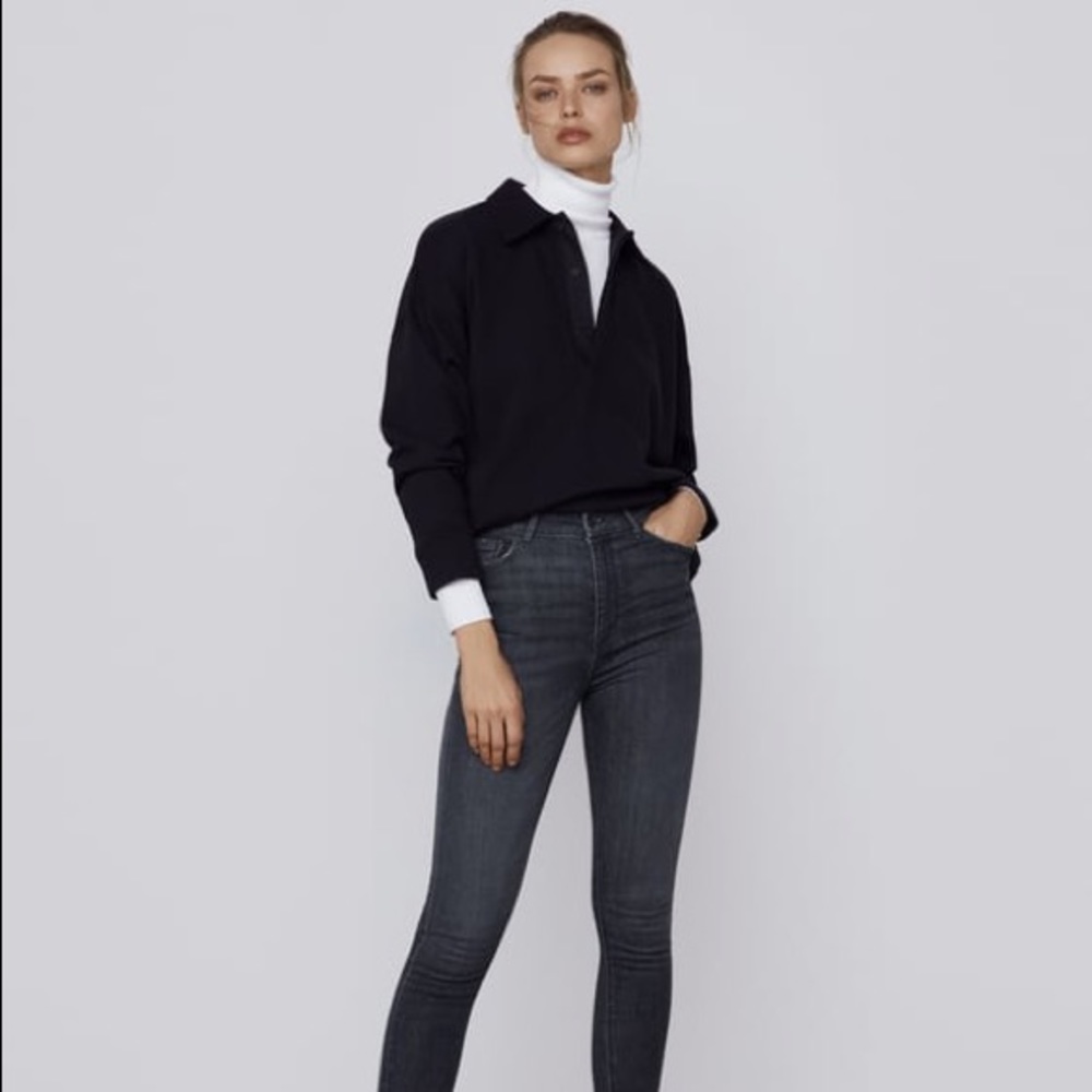 Zara ZW Premium Misty Black High Waisted Skinny Jeans